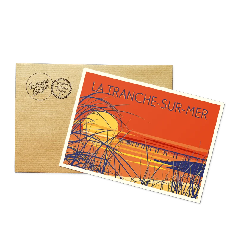 Carte postale La Tranche sur Mer plage coucher de soleil sables d'olonne pays de la loire déco souvenir souvenirs made in France fabrication française Le Beau Bazar