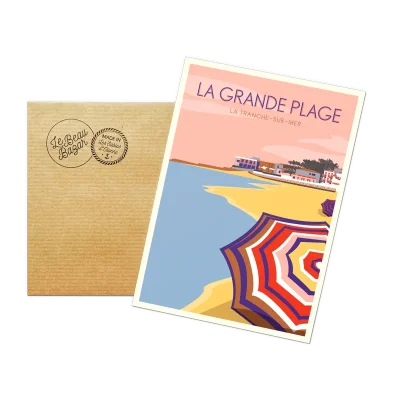 Carte postale La Tranche sur Mer La grande plage sables d'olonne pays de la loire déco souvenir souvenirs made in France fabrication française Le Beau Bazar