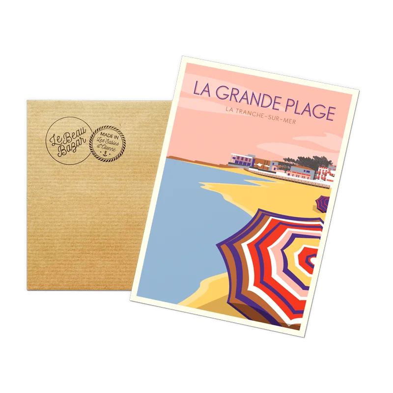 Carte postale La Tranche sur Mer La grande plage sables d'olonne pays de la loire déco souvenir souvenirs made in France fabrication française Le Beau Bazar