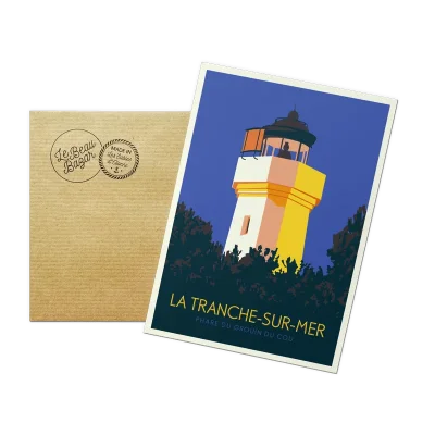 Carte postale La Tranche sur Mer phare du grouin du cou plage sables d'olonne pays de la loire déco souvenir souvenirs made in France fabrication française Le Beau Bazar