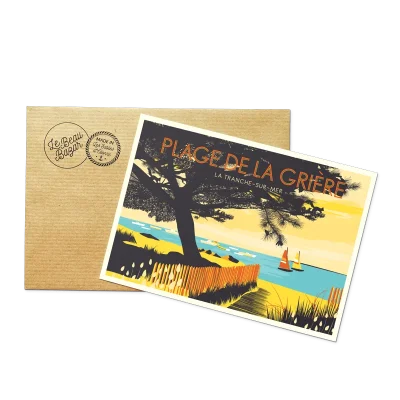 Plage de la Grière Carte postale La Tranche sur Mer plage pays de la loire déco souvenir souvenirs made in France fabrication française Le Beau Bazar