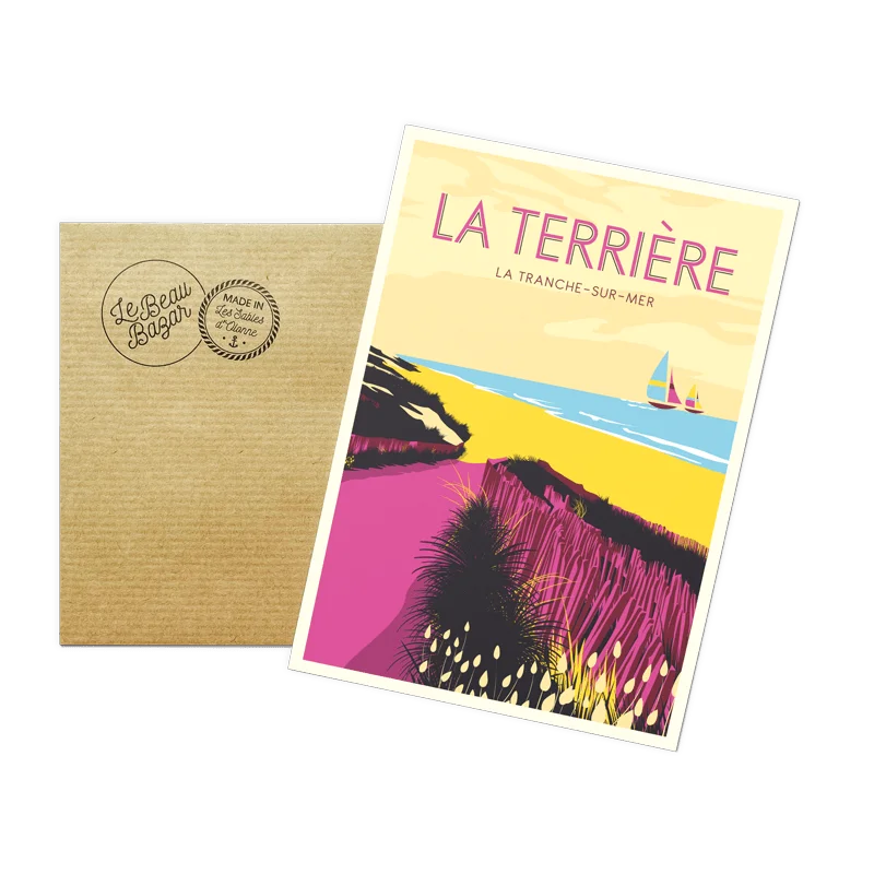 Plage de la Terrière Carte postale La Tranche sur Mer plage pays de la loire déco souvenir souvenirs made in France fabrication française Le Beau Bazar