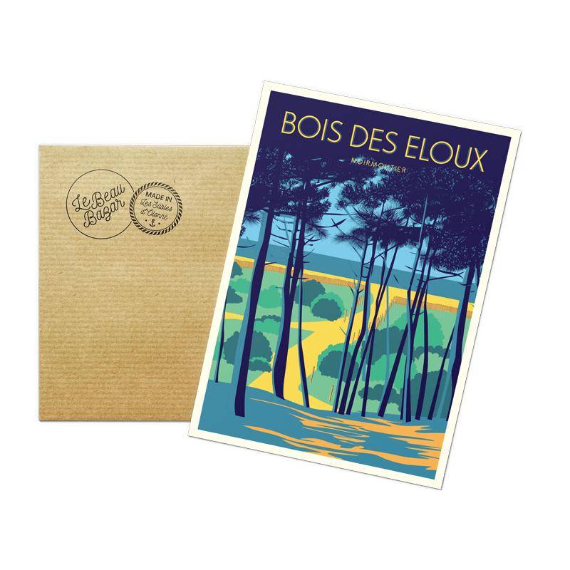 carte postale Bois des Eloux Pays de la Loire Vendée Le beau bazar Idées cadeaux SOUVENIRS 100% Made in France