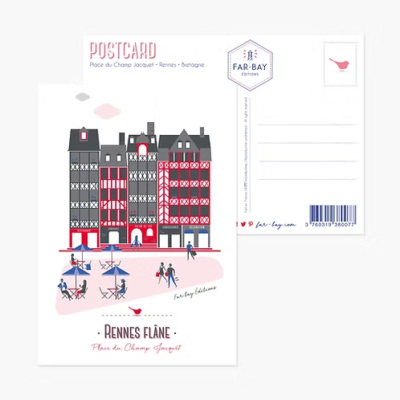 Carte postale Rennes souvenir souvenirs Bretagne far bay editions breizh made in france fabrication française