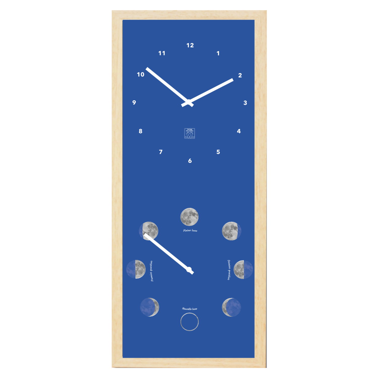 Horloge heures et lune pleine lune lunaire les pieds dans l'eau sable gris anthracite vert émeraude bleu roi souvenirs bord de mer 100% souvenirs france