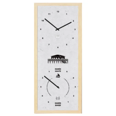 Horloge des marées et lune bassin d'arcachon nouvelle aquitaine cabanes tchanquées gris sable marée haute basse les pieds dans l'eau souvenirs bord de mer 100% souvenirs france souvenir fabrication française les pieds dans l'eau