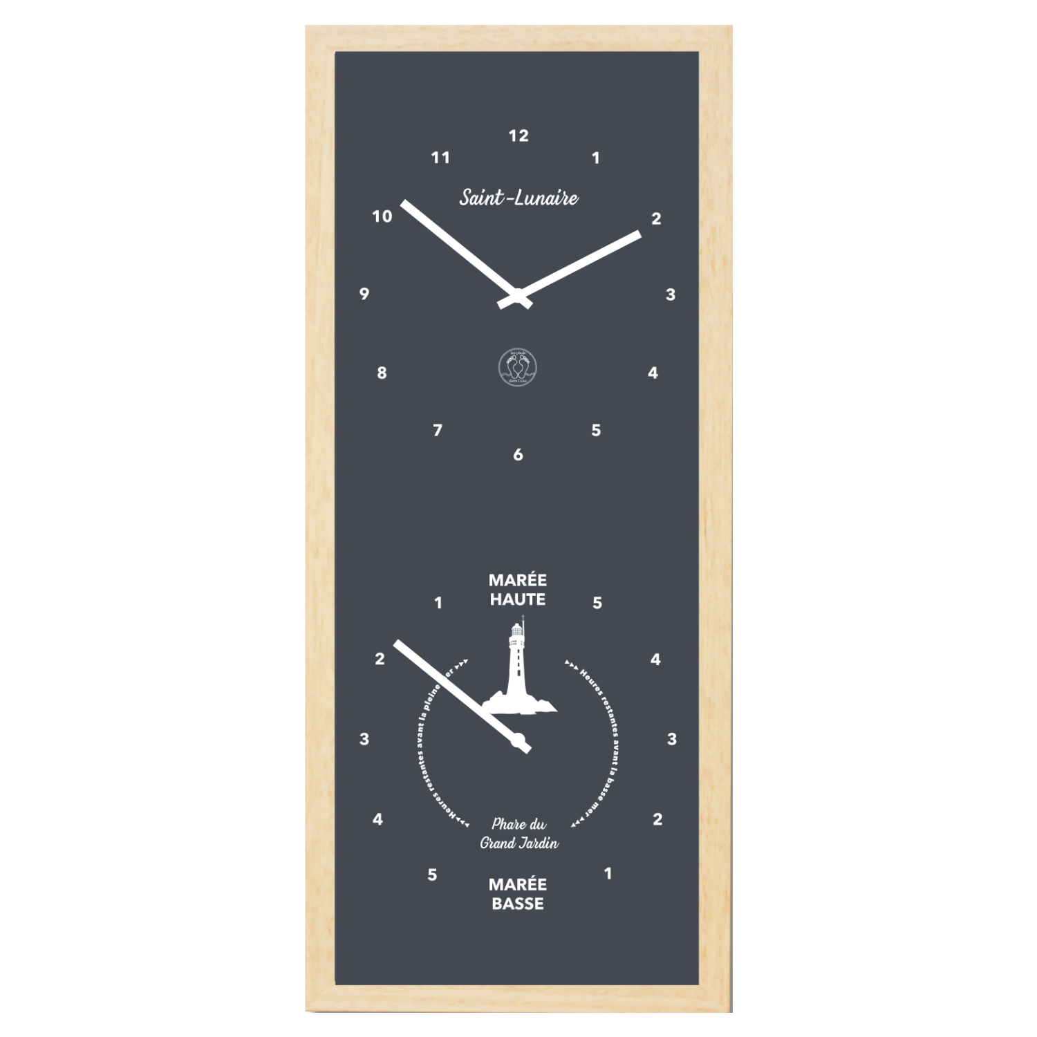 Horloge heures marées Saint Lunaire phare bretagne gris marée haute basse les pieds dans l'eau souvenirs bord de mer 100% souvenirs france souvenir fabrication française