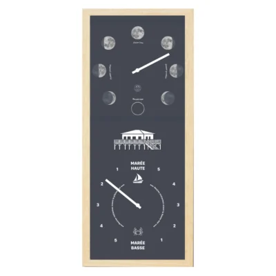 Horloge des marées et lune bassin d'arcachon nouvelle aquitaine cabanes tchanquées gris sable marée haute basse les pieds dans l'eau souvenirs bord de mer 100% souvenirs france souvenir fabrication française les pieds dans l'eau