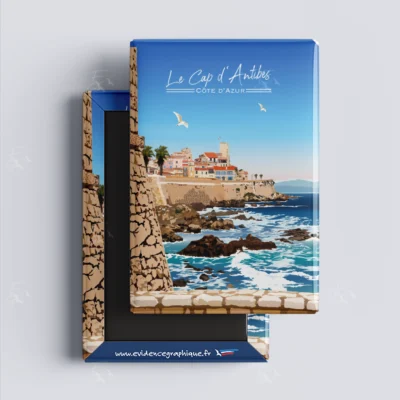 Magnet Cap d'Antibes Côte d'azur Evidence Graphique Provence Alpes Côte d'azur Alpes Maritimes SOUVENIRS 100% Made in France Idée cadeau