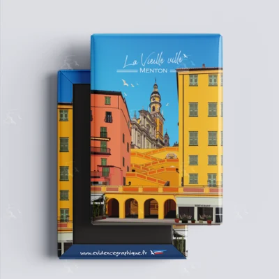 Magnet La vieille ville Menton Côte d'azur Evidence Graphique Provence Alpes Côte d'azur Alpes Maritimes SOUVENIRS 100% Made in France Idée cadeau