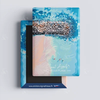 Magnet plage Saint Aygulf Fréjus Côte d'azur Evidence Graphique Provence Alpes Côte d'azur Alpes Maritimes SOUVENIRS 100% Made in France Idée cadeau