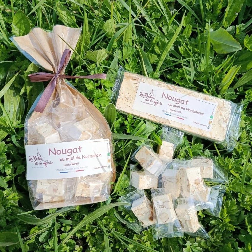 Nougat Miel normandie ruchers de la baie Mont saint Michel Papillottes barre manche idée cadeau gourmand produit régional Normand souvenir souvenirs