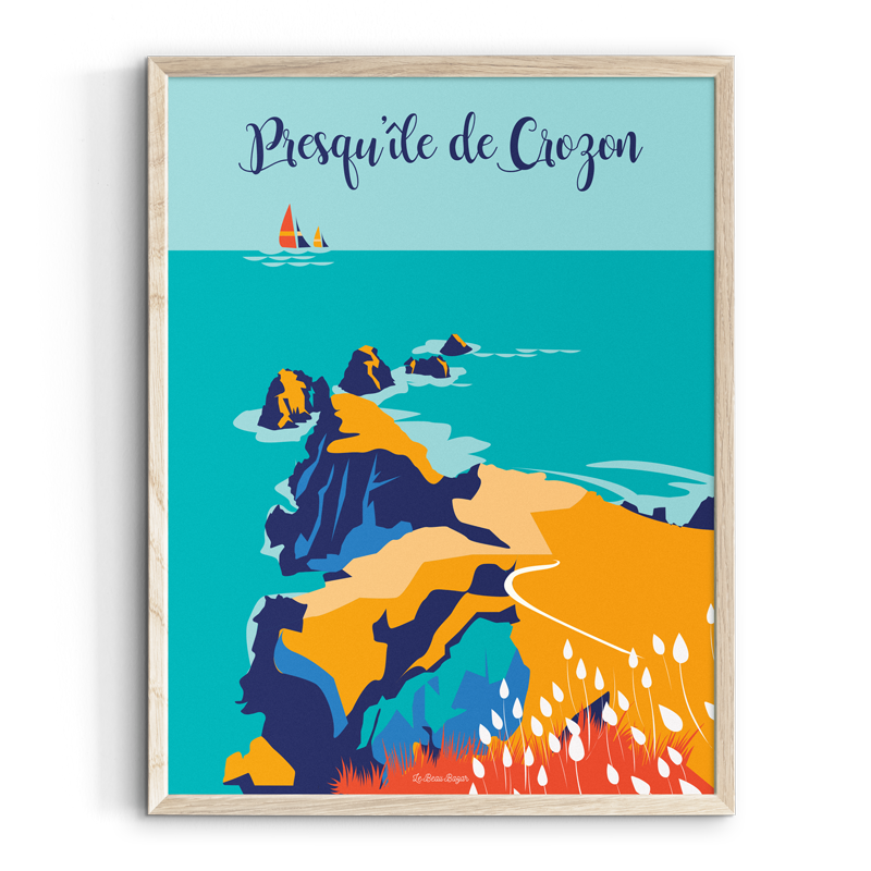 Affiche Presqu'île Crozon Bretagne déco souvenir souvenirs made in France fabrication française Le Beau Bazar