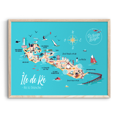 Affiche île de ré nouvelle aquitaine Le beau Bazar SOUVENIRS 100% Made in France