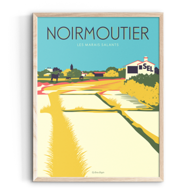 Affiche Noirmoutier marais salants Vendée pays de la loire déco souvenir souvenirs made in France fabrication française Le Beau Bazar