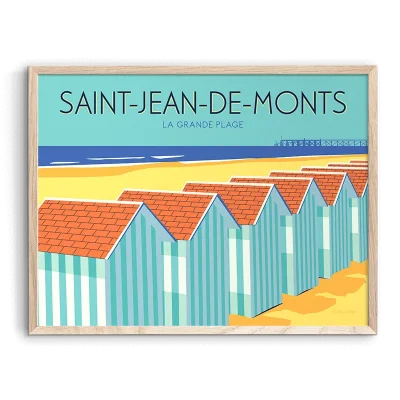 Affiche Saint Jean de Monts Vendée Pays de la Loire Le Beau Bazar SOUVENRIS 100% Made in France