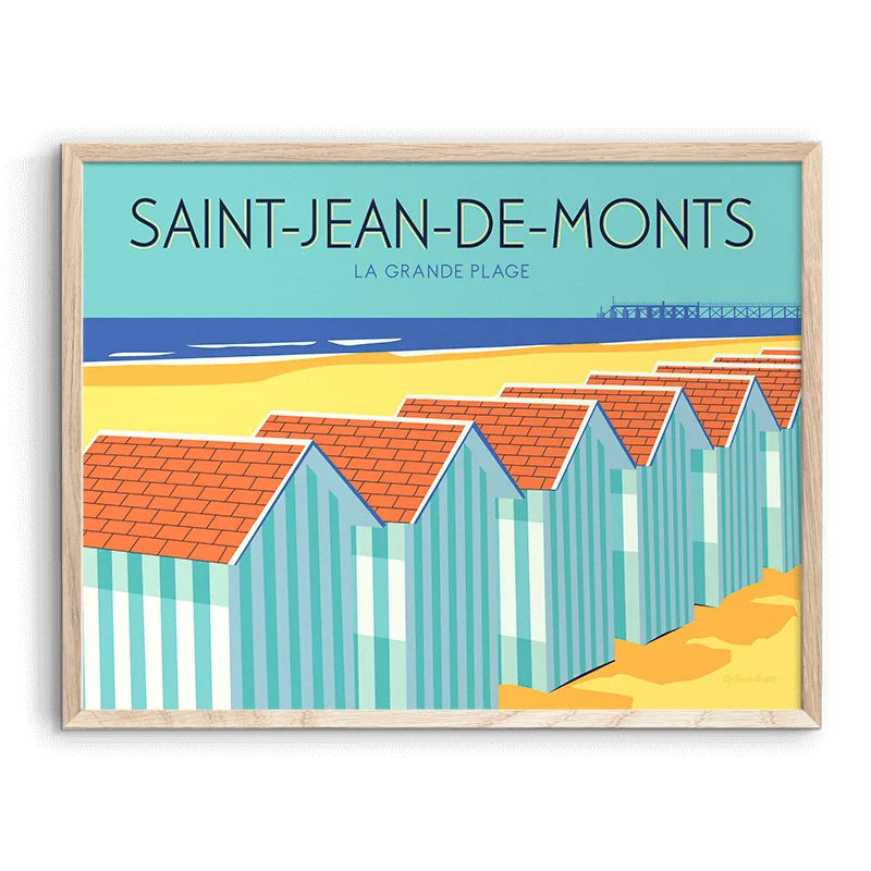 Affiche Saint Jean de Monts Vendée Pays de la Loire Le Beau Bazar SOUVENRIS 100% Made in France
