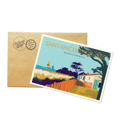 Carte postale Saint Vincent sur Jard Maison Clémenceau Le Beau Bazar SOUVENIRS 100% Made in France
