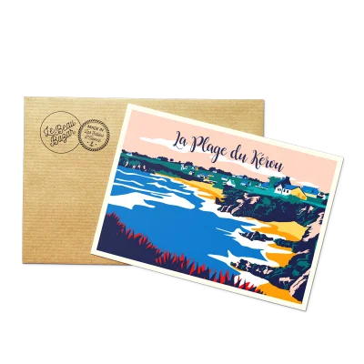 Carte postale Plage Kérou Finistère Bretagne Le Beau Bazar SOUVENIRS 100% Made in France