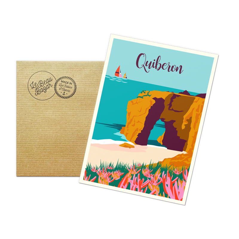 Carte postale Quiberon Morbihan Bretagne Le Beau Bazar SOUVENIRS 100% Made in France