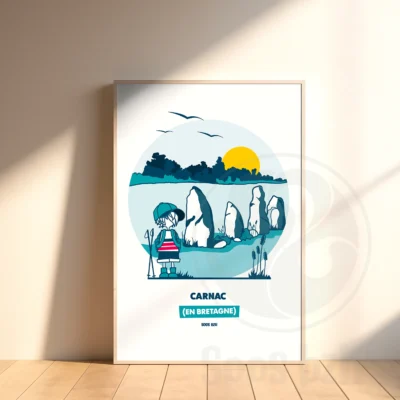 Affiche Carnac illustration bretagne bretonne idée cadeau déco souvenir souvenirs france Soos Bzh
