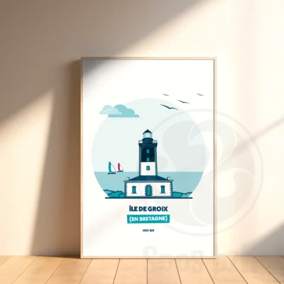 Affiche Île de Groix illustration bretagne bretonne idée cadeau déco souvenir souvenirs france Soos Bzh