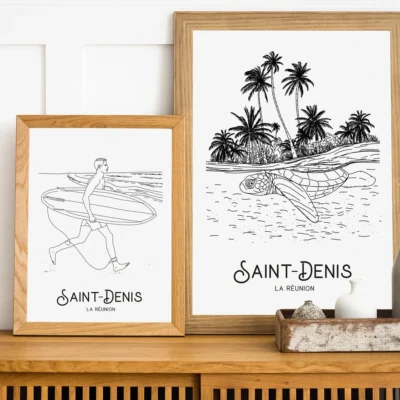 Affiche île La Réunion Plage Albane H Souvenir Souvenirs idée déco illustration française made in France cadeau