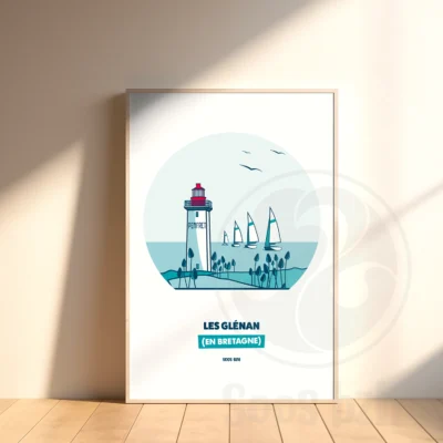 Affiche Les Glénan archipel illustration bretagne bretonne idée cadeau déco souvenir souvenirs france Soos Bzh
