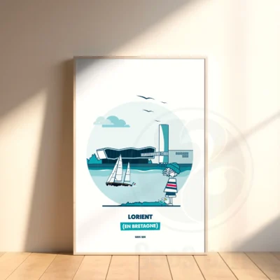 Affiche Lorient Cité de la Voile illustration bretagne bretonne idée cadeau déco souvenir souvenirs france Soos Bzh