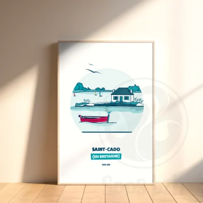Affiche Saint Cado illustration bretagne bretonne idée cadeau déco souvenir souvenirs france Soos Bzh