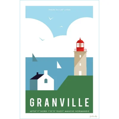 Affiche Granville Cap Lihou souvenir souvenirs idée cadeau déco souvenir souvenirs 100% made in France Normandie Manche