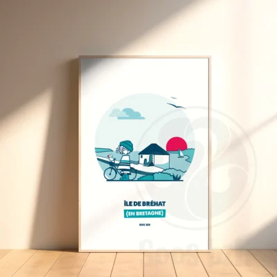 Affiche Île de Bréhat illustration bretagne bretonne idée cadeau déco souvenir souvenirs france Soos Bzh