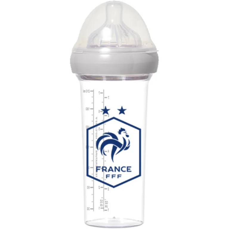 Babyflasche mit dem Logo des französischen Fußballverbands in Blau – Souvenirs für Kinder