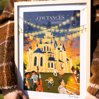 affiche cathedrale-coutances jazz sous les pommiers normandie minute-papillon souvenir decoration cadeau