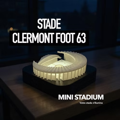 Mini stade lumineux stade football Gabriel-Montpied Clermont-Ferrand Clermont Foot région Auvergne Rhône-Alpes souvenirs 100% made in France idée cadeau supporter